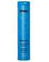Blue shampoo bottle with &