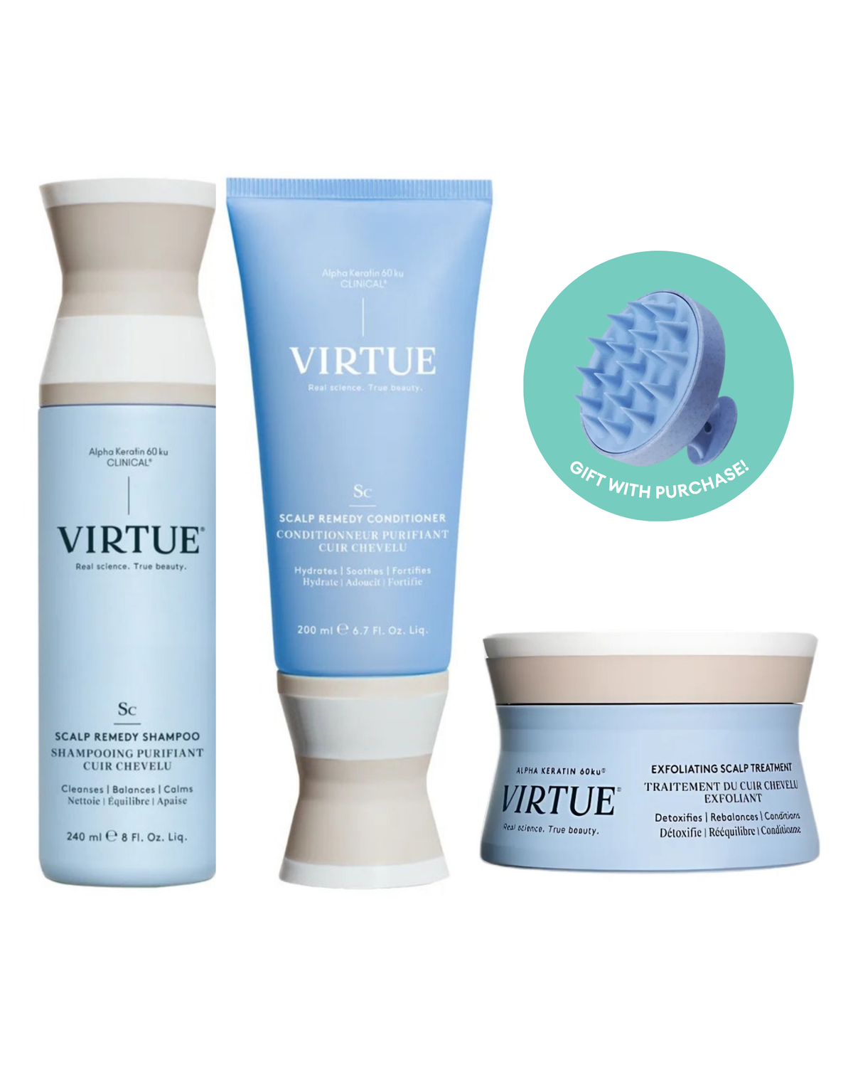 Virtue Labs Scalp Reset bundle with free scalp massage brush