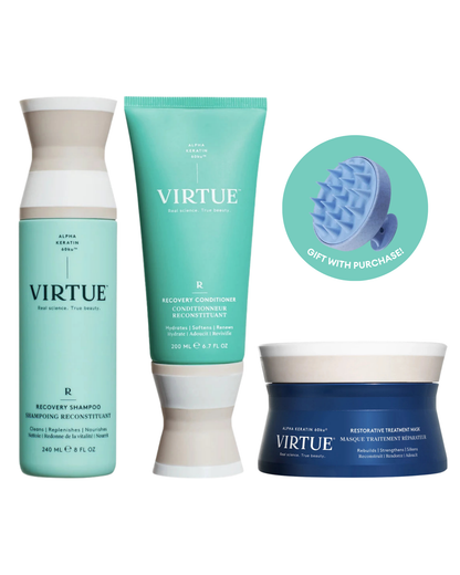 Virtue Labs Recovery Repair Ritual bundle with free scalp massage brush