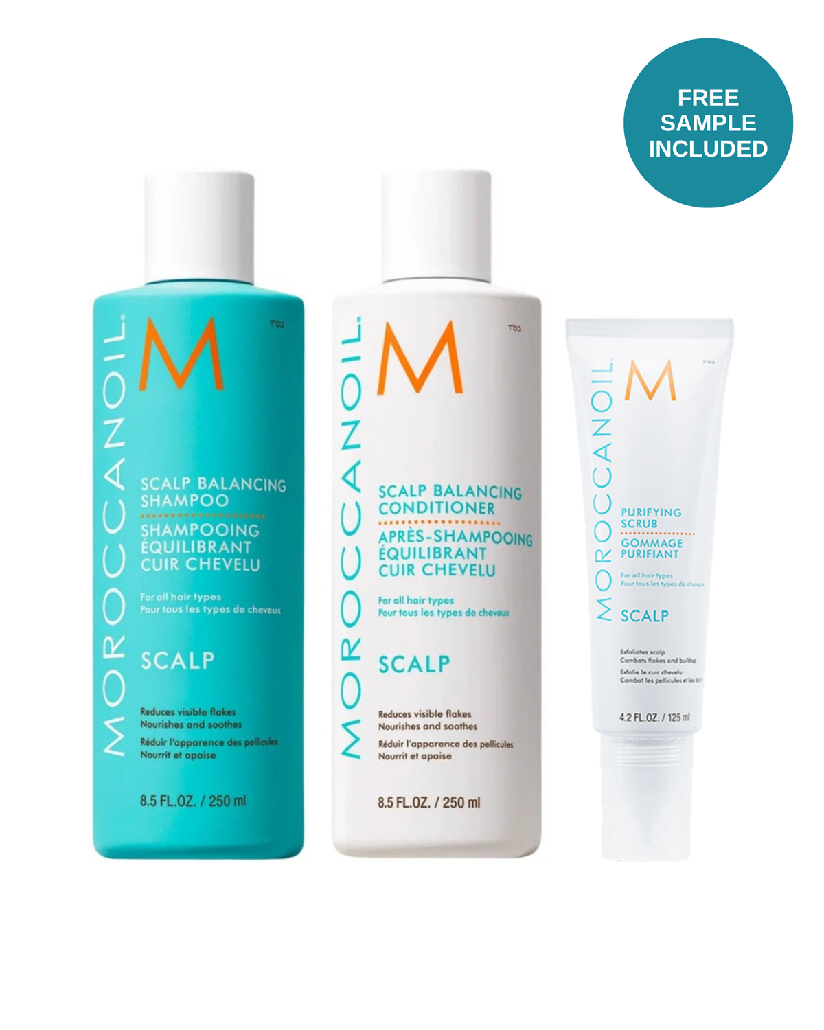 Moroccanoil Scalp Reset Trio: Scalp Balancing Shampoo, Conditioner and Purifying Scalp Scrub
