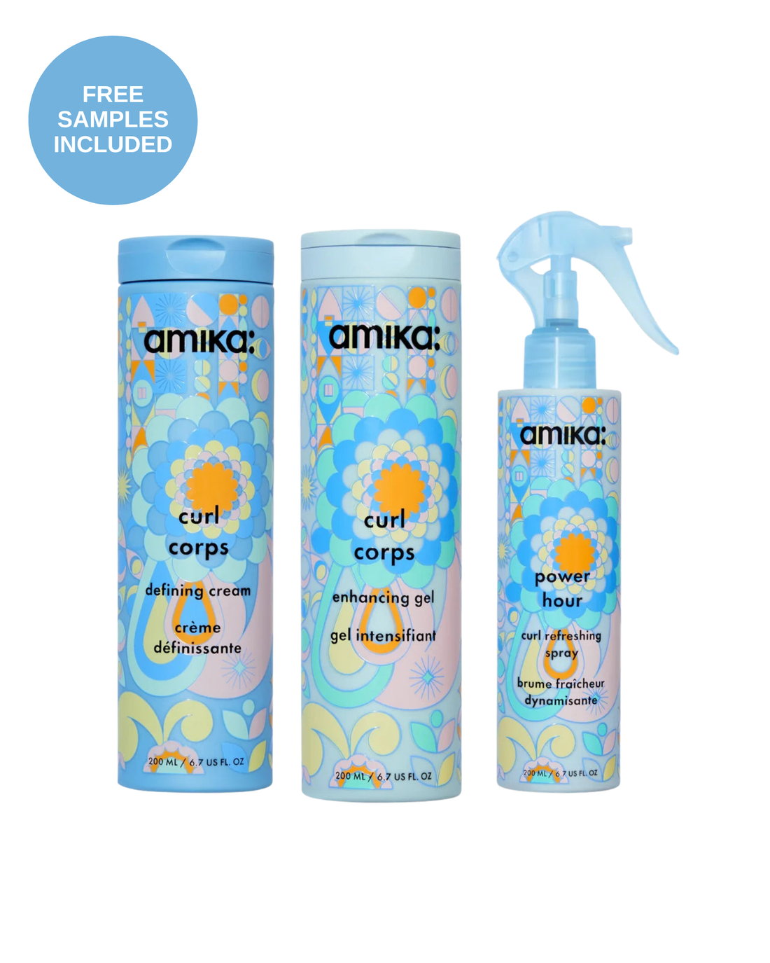 Amika Curl Corps Curl Crush: Curl Corps Defining Cream, Enhancing Gel and Power Hour Curl Refreshing Spray