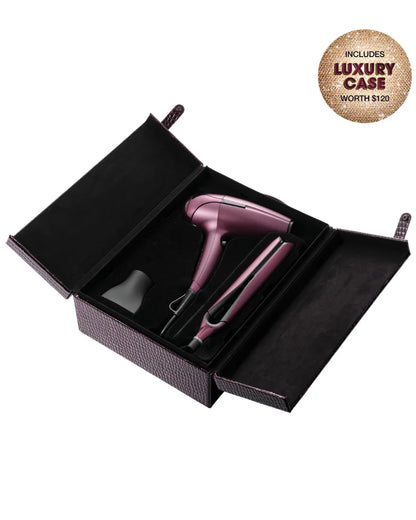 Chronos Straightener &amp; Helios Hair Dryer Deluxe Gift Set in Cherry Chic