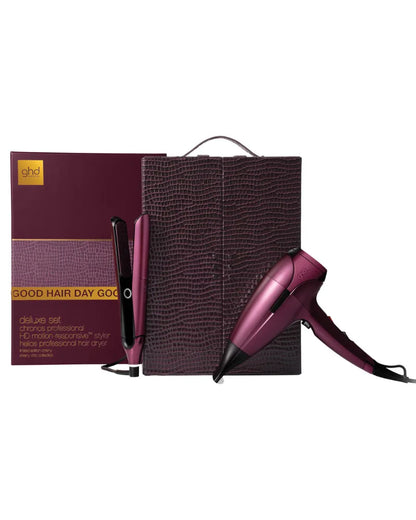 Chronos Straightener &amp; Helios Hair Dryer Deluxe Gift Set in Cherry Chic