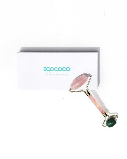 Ecococo Rose Quartz + Jade Crystal Roller